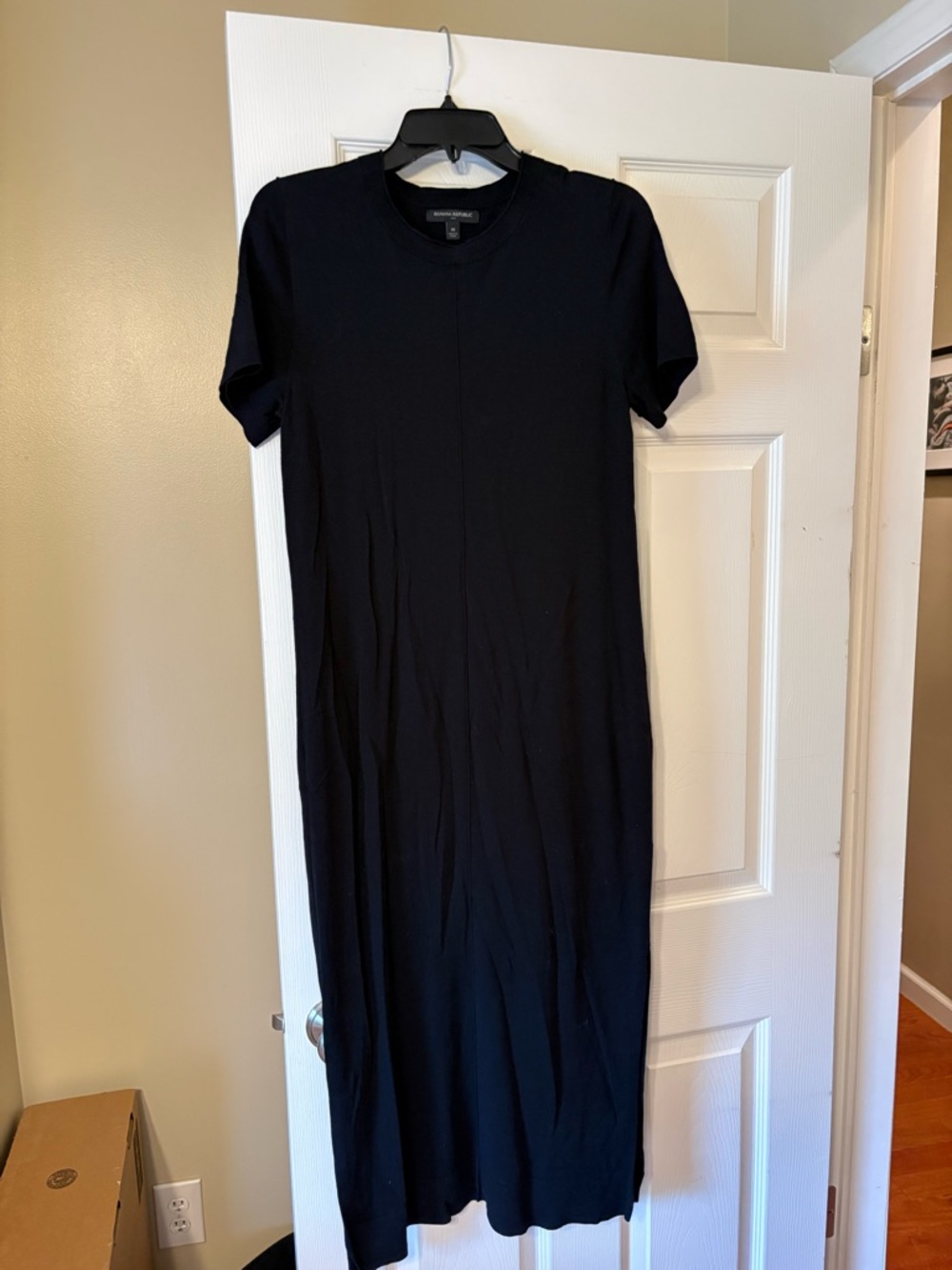Banana Republic Black Short Sleeve Maxi Tee Dress